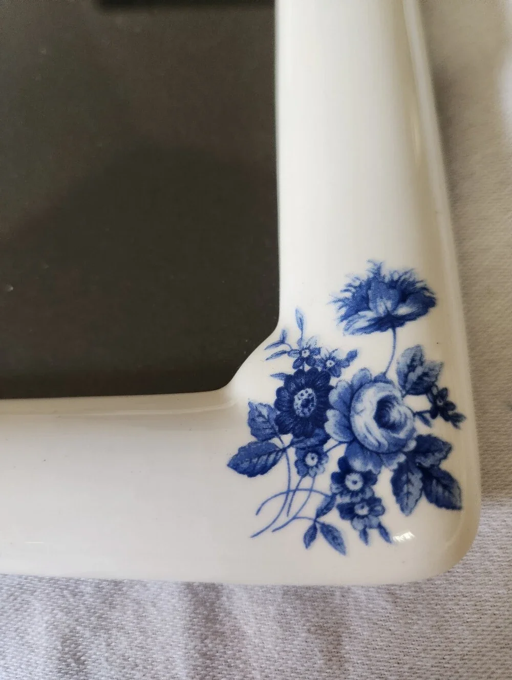 Vintage Blue White Floral Picture Frame Porcelain Look Cottage Grandmillennial